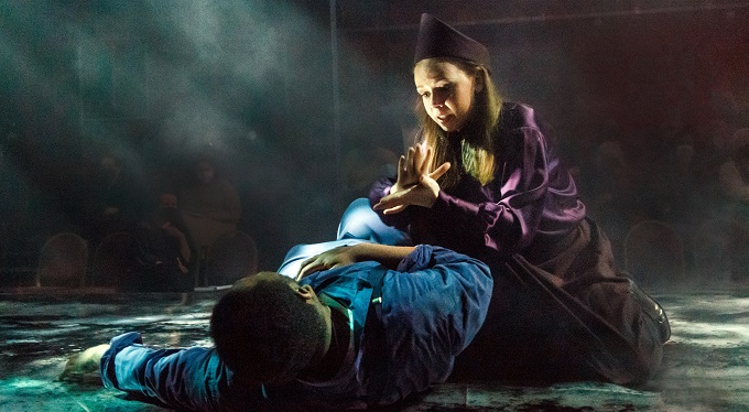 Leona Raines (Madeline Ehlinger) tries to heal her husband Ambrose’s (Andrew Turner) wounds - photo credit: David Bachman