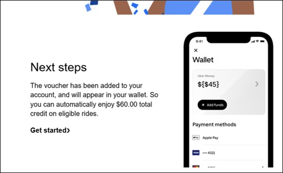 Screen shot of Uber Voucher confirmation email