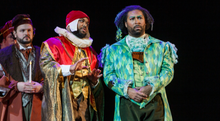 Yazid Gray, Center, as the Second Priest in The Magic Flute. Photo by David Bachman.