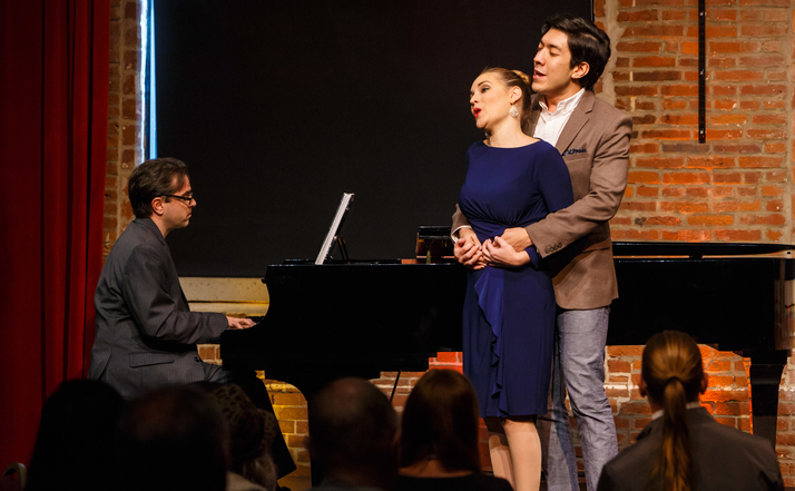 Ashley Fabian and Andy Berry sing at a recent Pittsburgh Opera Brown Bag.